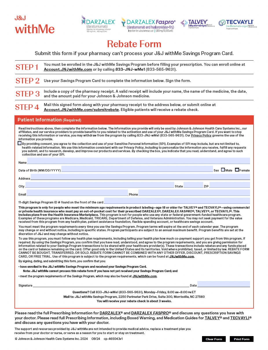 J&amp;J withMe Savings Program Rebate Form